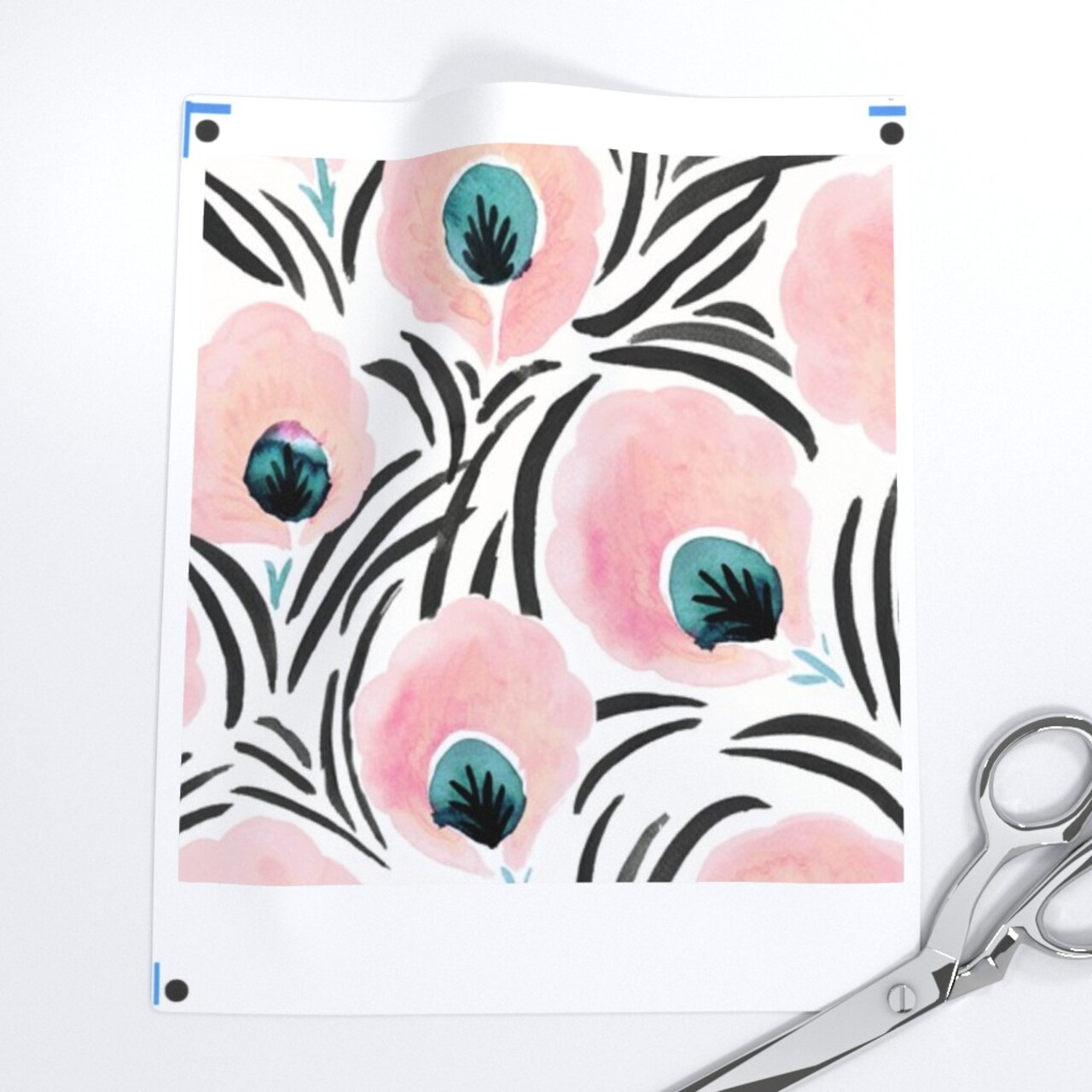 Feather Flowers Floral Art Deco Soft Pastel Blush Pink White Turquoise Black Custom Removable Wallpaper by Spoonflower Peel & Stick Wallpaper 2FT Wide